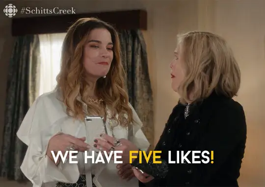 Gif: 2 Frauen freuen sich über 5 Likes 