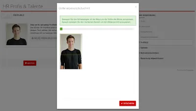 Screenshot: Zuschneiden des Profilbilds in Prescreen