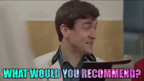 GIF: Mann fragt „What would you recommend?“